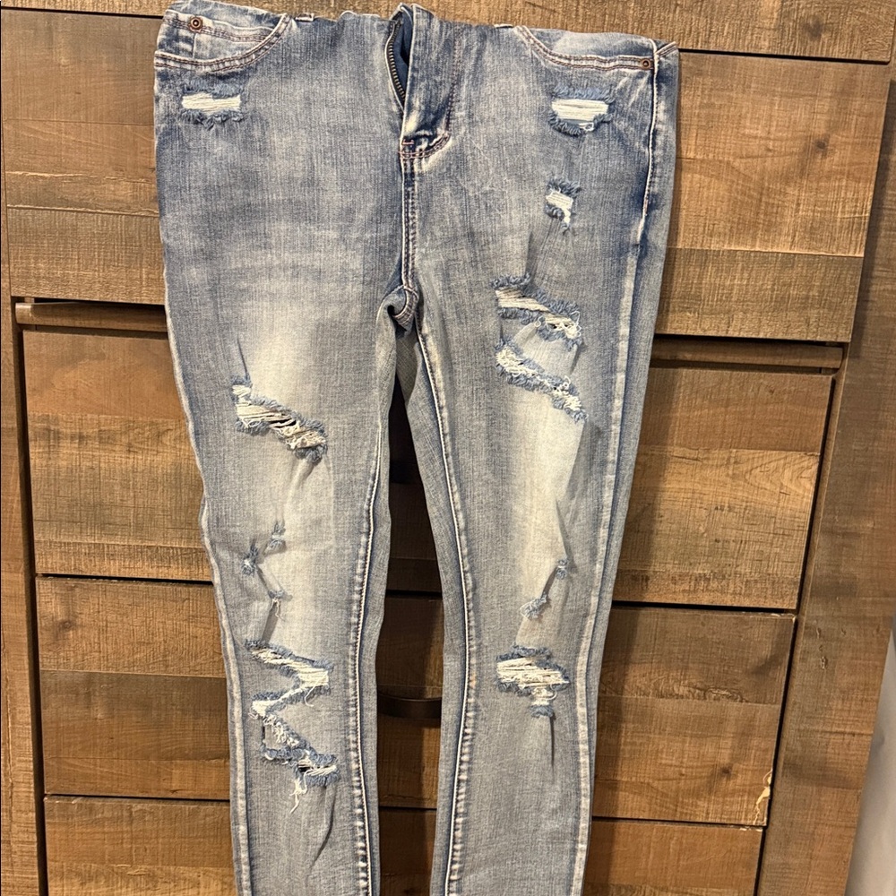 Zoe + Liv Light Blue Distressed Skinny Jeans